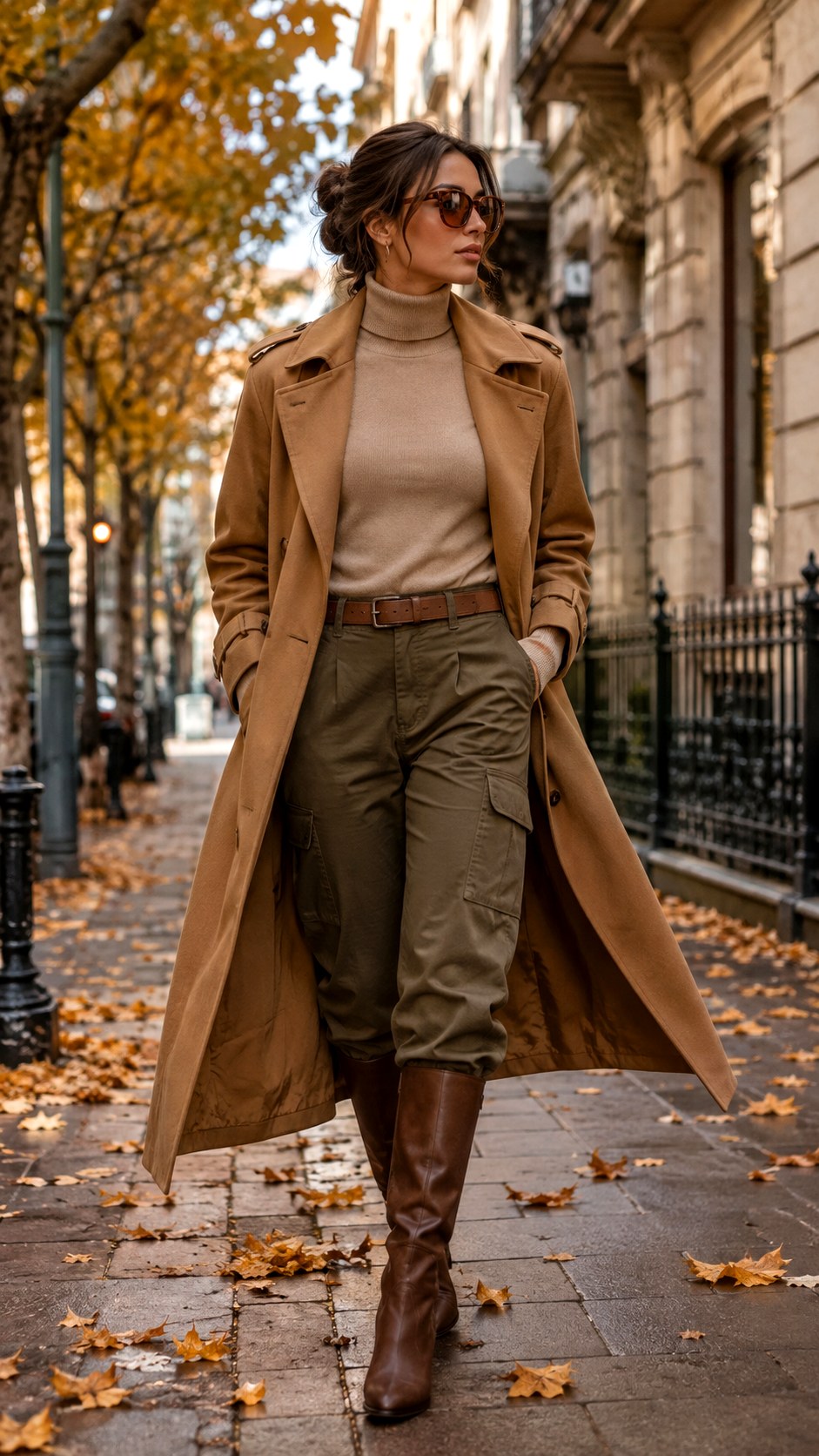 Cargo pants with Trench Coat Elegance - 22 Cargo Pants Outfit Ideas