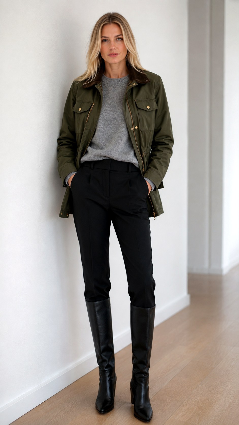 Cashmere Sweater Field Jacket Look - 25 field jacket outfit ideas