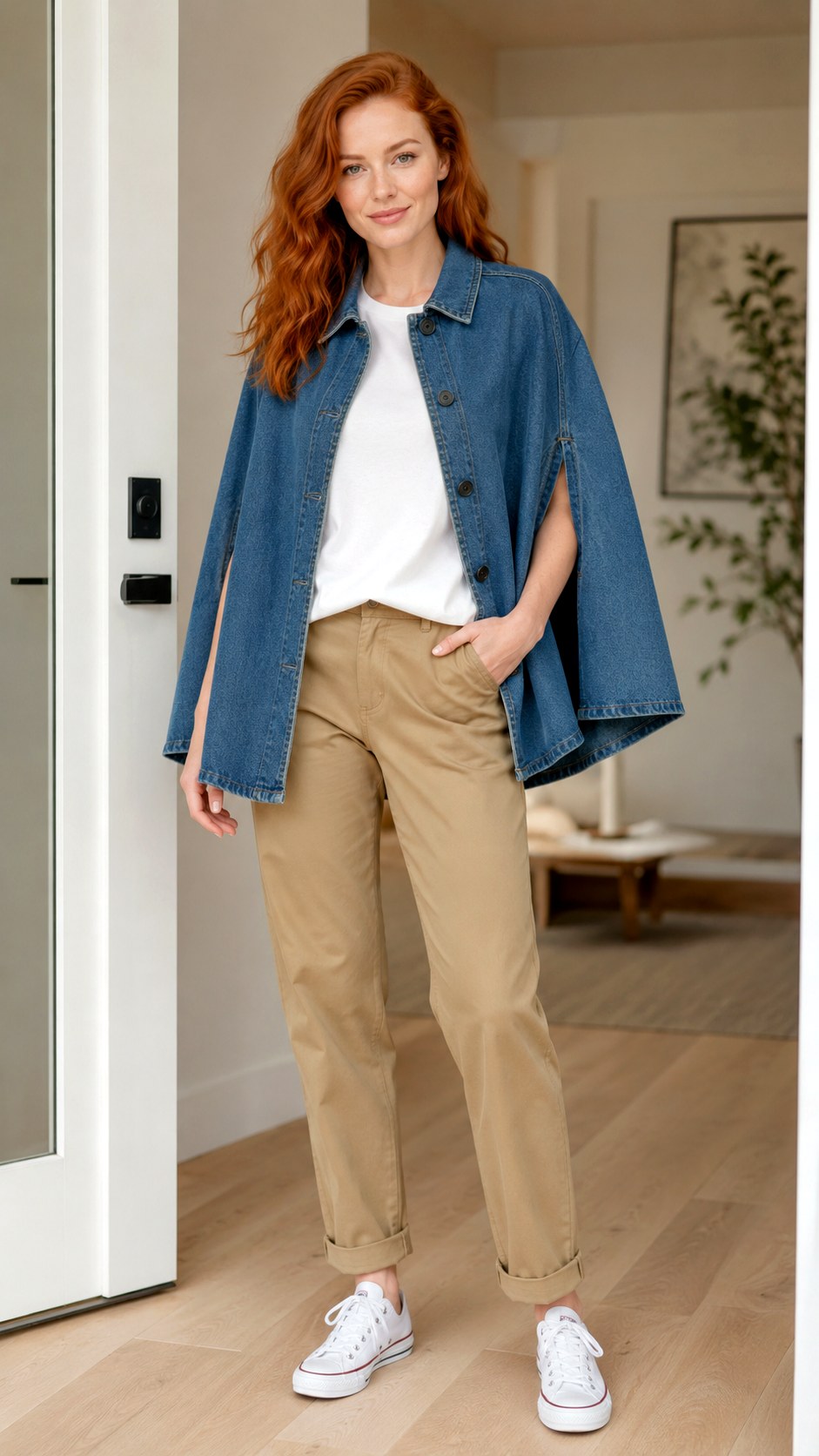 Casual Denim Jacket Cape Outfit Ideas - 24 cape outfit ideas