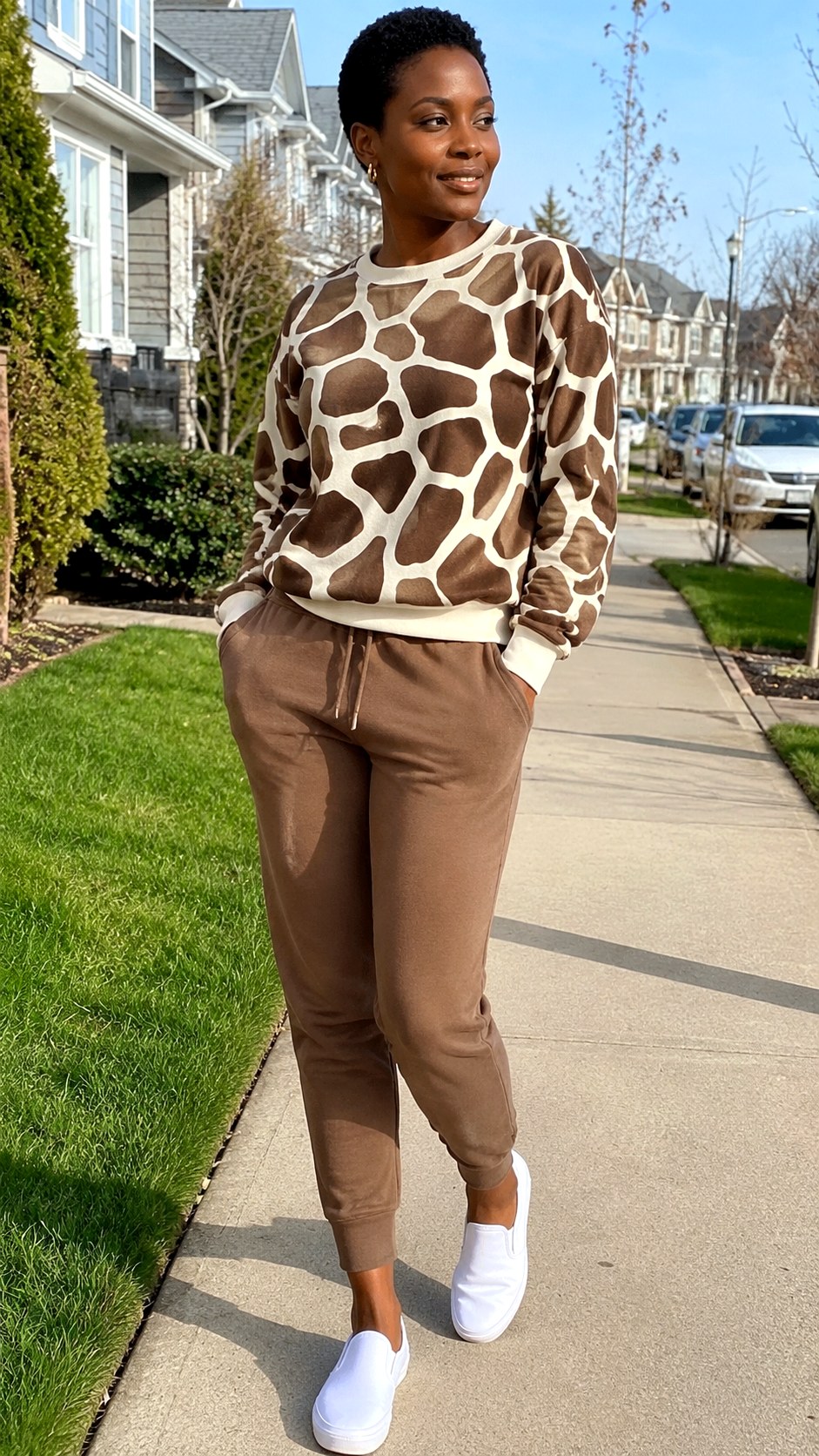 Casual Giraffe Print Sweatshirt - 21 animal inspired outfit ideas