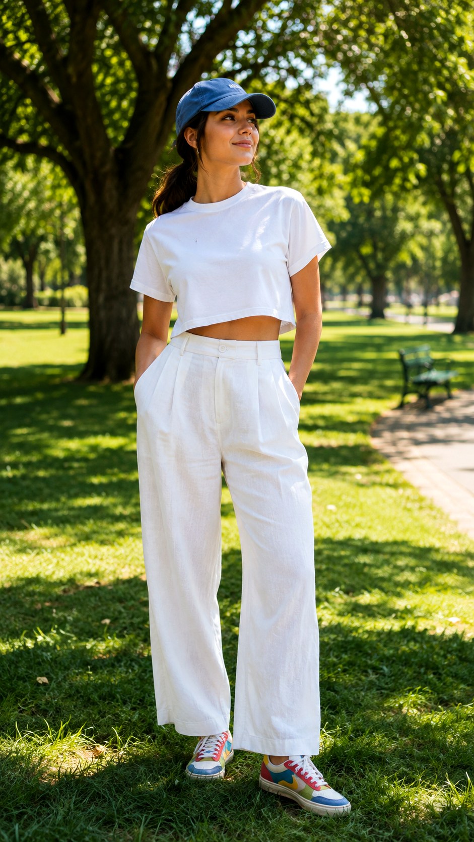 Casual White Crop Top And Linen Pants - 24 White Linen Pants Outfit Ideas
