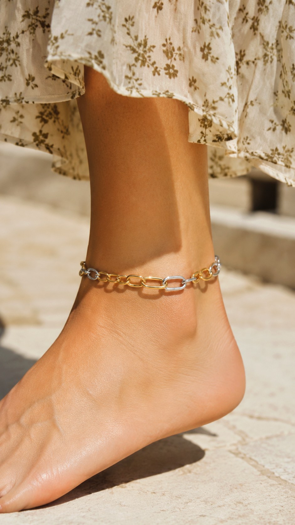 Chain Link Gold Silver Anklet - 24 gold and silver jewelery ideas
