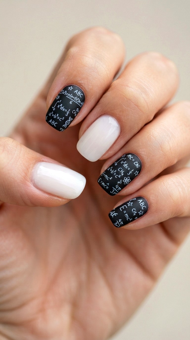 Chalkboard Accent Nail Art - 21 school nail art designs
