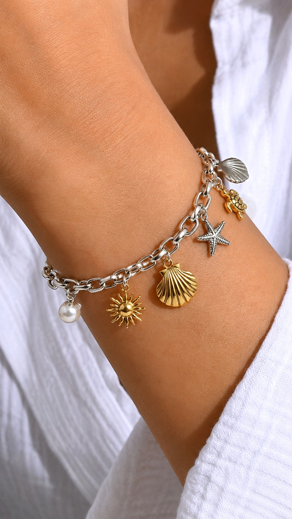 Charm Bracelets Blending Warm and Cool Tones - 24 gold vs silver jewelry ideas