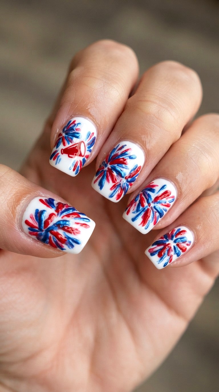 Cheerleader Pom Pom Nail Art - 22 cute back to school nail art design