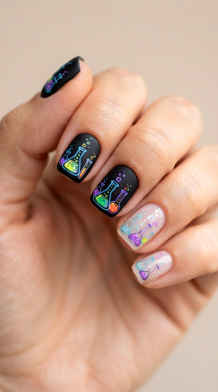 Chemistry Flask Science Nails - 21 school nail art designs