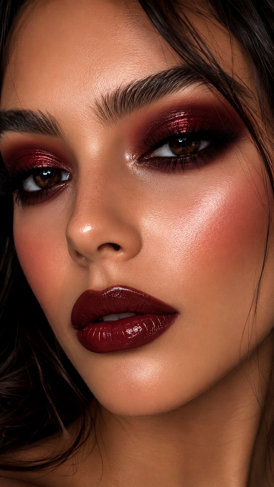 Cherry Cola Burgundy Smokey Eye - 24 Summer Eye Makeup Looks