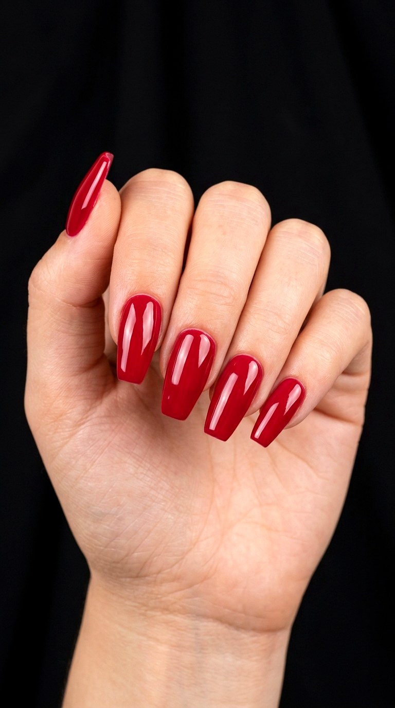Cherry Red Glossy Tips - 23 Trendy Nail Designs