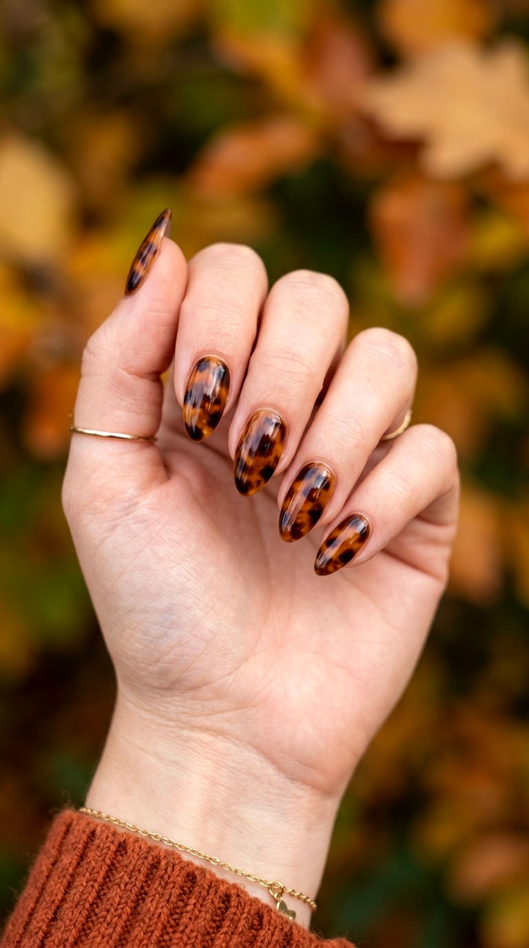 Chic Tortoiseshell Print Nails - 23 Trendy Nail Designs