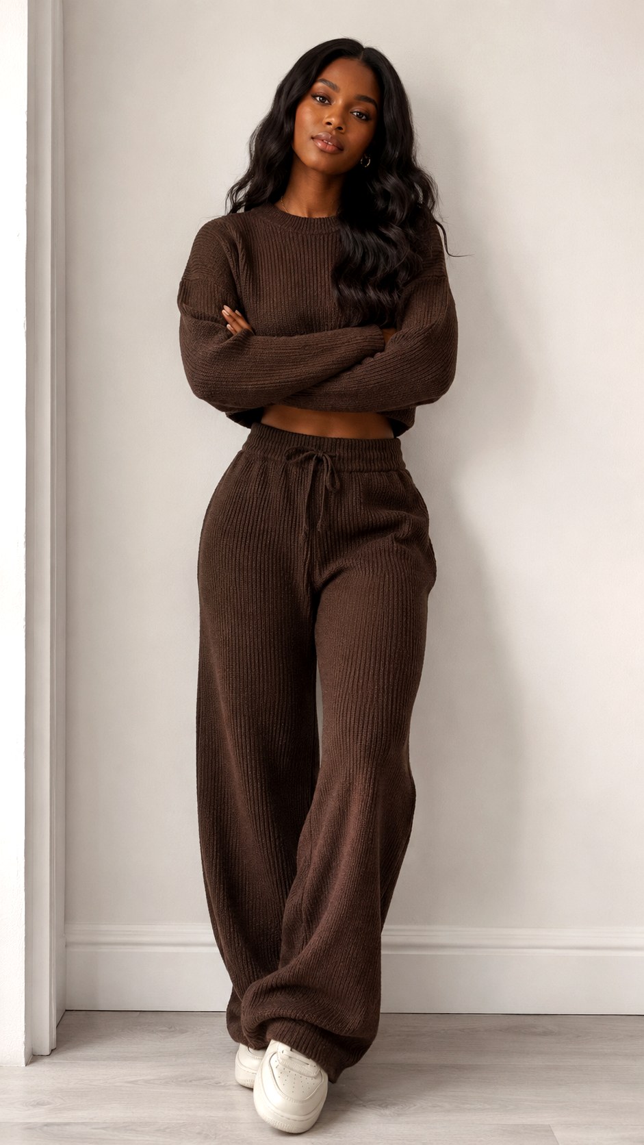 Chocolate Brown Monochrome Knit Set - 22 deer aesthetic outfit ideas