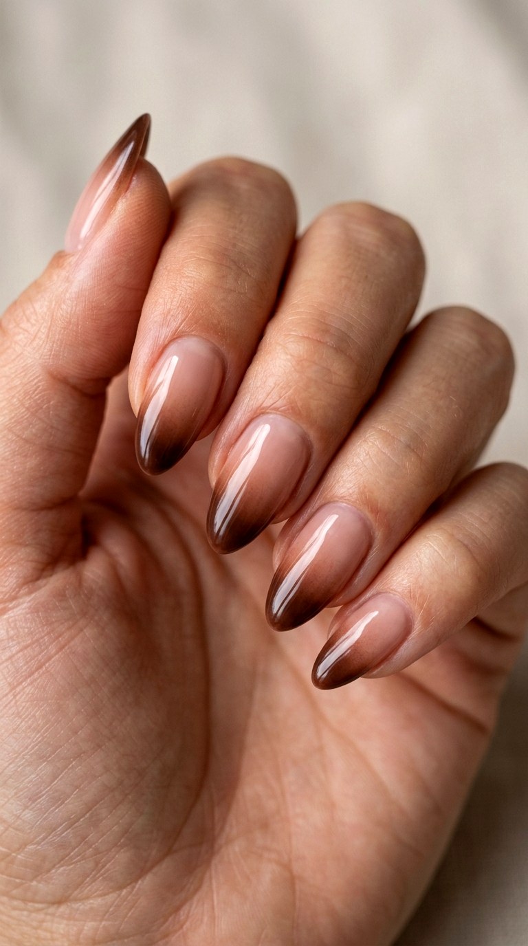 Chocolate Brown Ombre French Tip Art - 23 ombre french tip nail art designs
