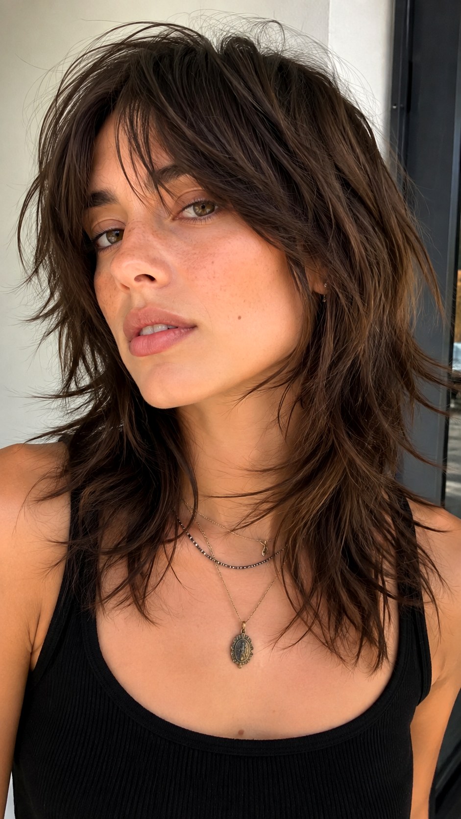 Choppy Brunette Wolf Cut Vibe - 21 unstyled wolf cut hairstyle ideas