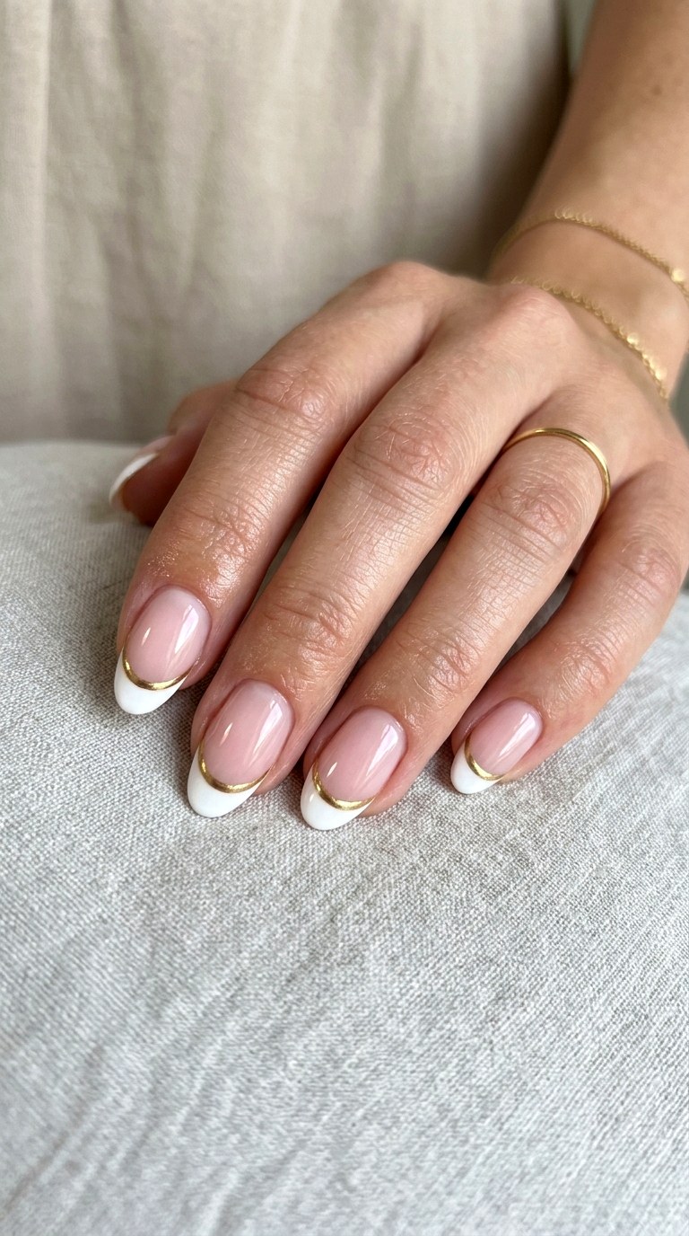 Chrome French Tips With Gold - 22 Summer Nail Art Ideas