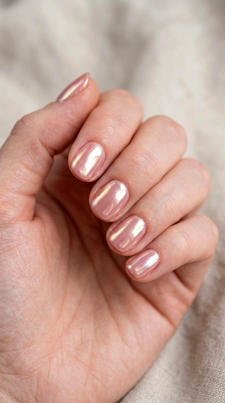 Chrome Glazed Desert Rose Tips - 20 Desert Rose Pink Nail Ideas