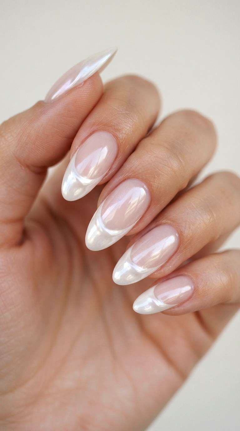 Chrome Glazed Donut French Tips - 24 thick french tip nail art designs