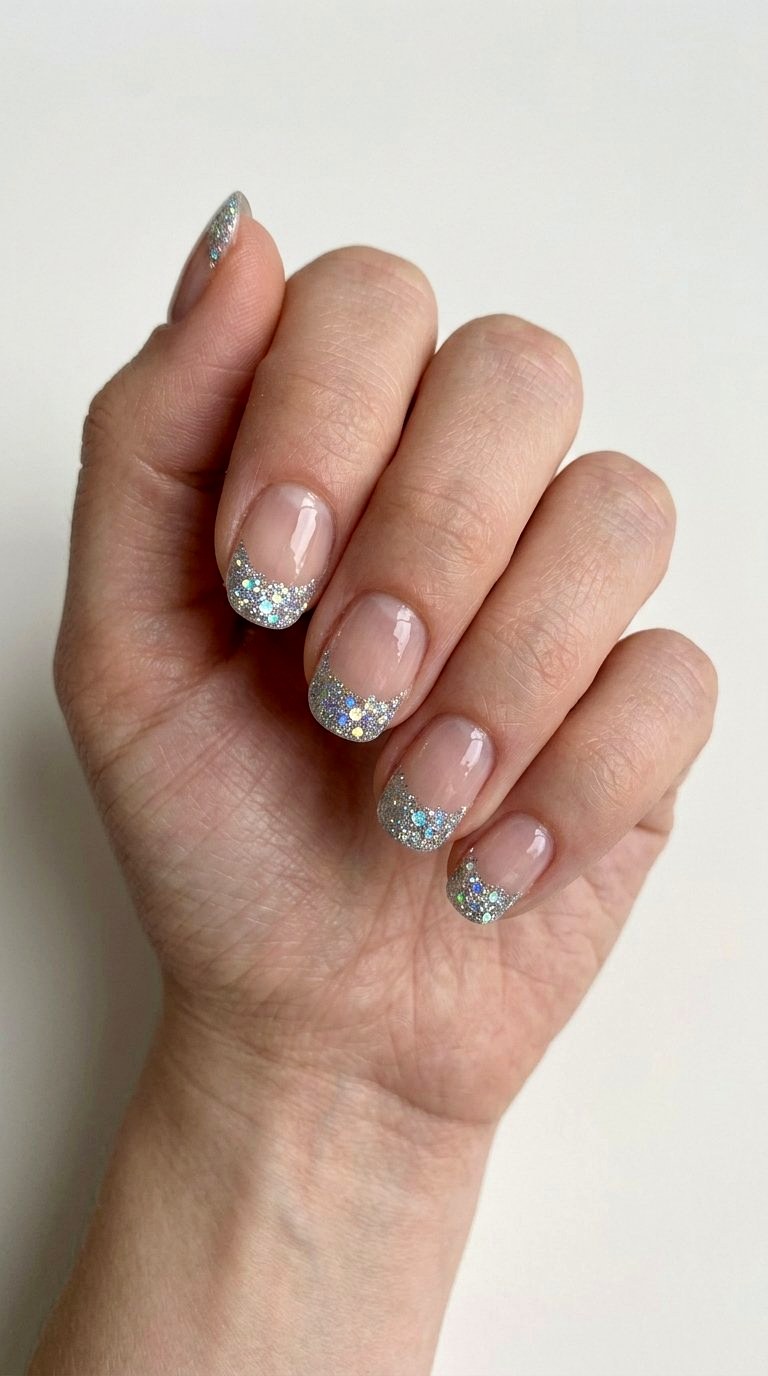 Chunky Glitter White French Tips - 20 White French Tip Nail Design Ideas