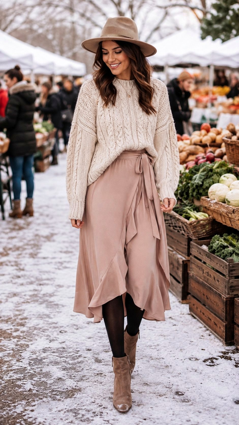 Chunky Knit And Powder Blue Skirt - 23 Powder Blue Skirt Outfit Ideas