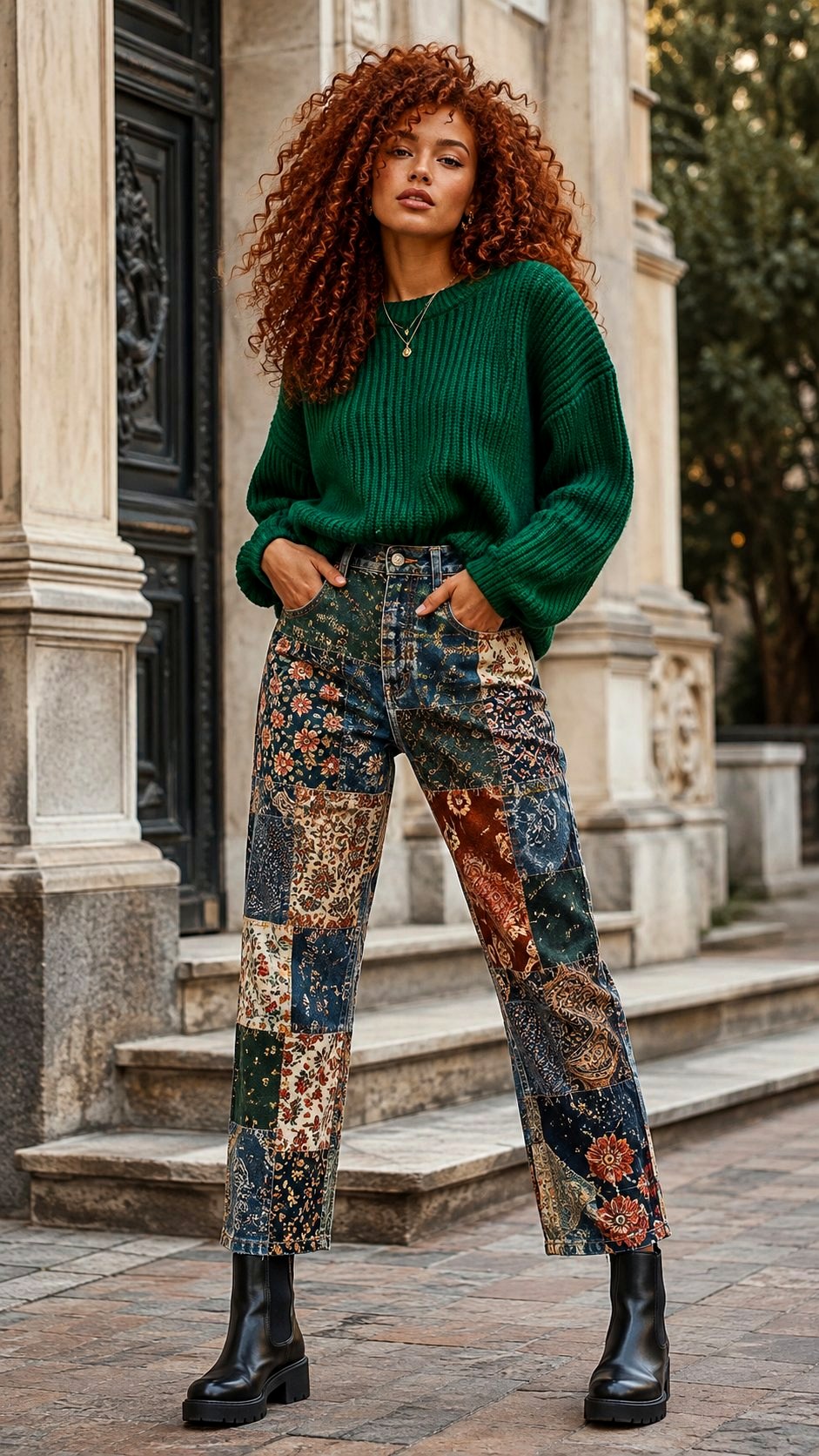 Chunky Knit and Patchwork Jeans - 20 printed jeans ideas