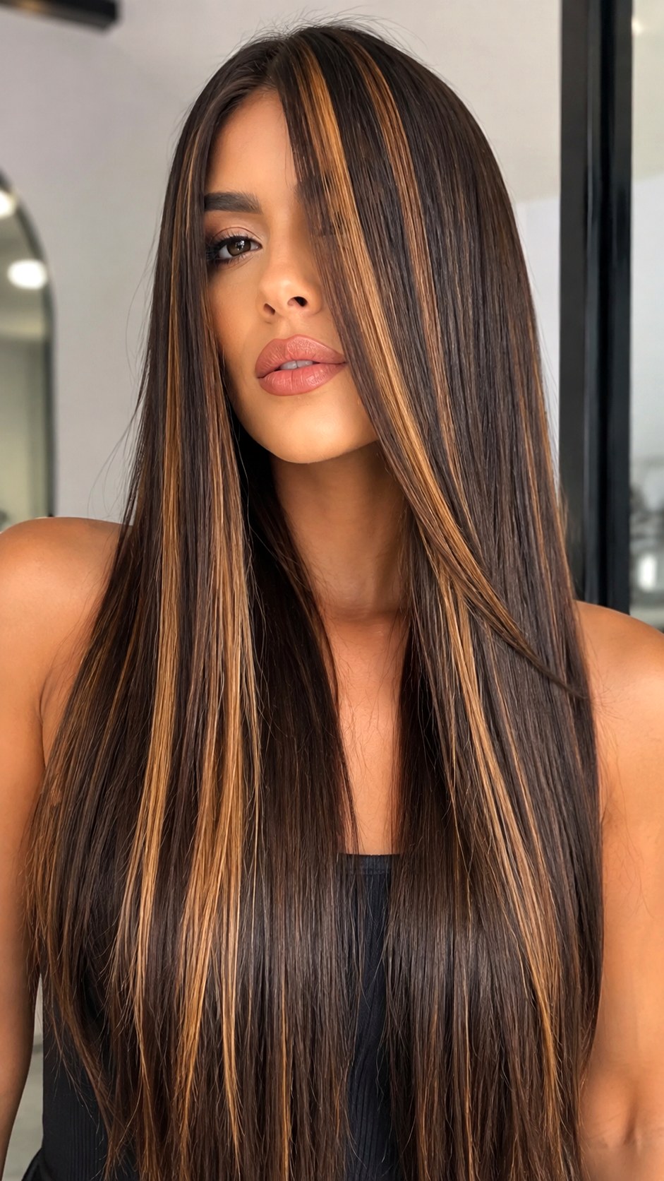 Chunky Statement Highlights - 22 Rich Chocolate Brown Hair Ideas