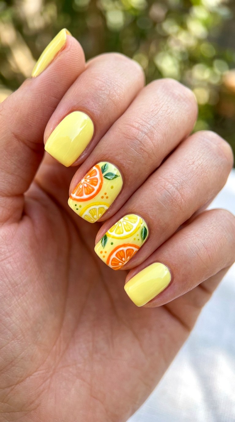 Citrus Fruit Slices - 22 Simple Summer Nail Designs