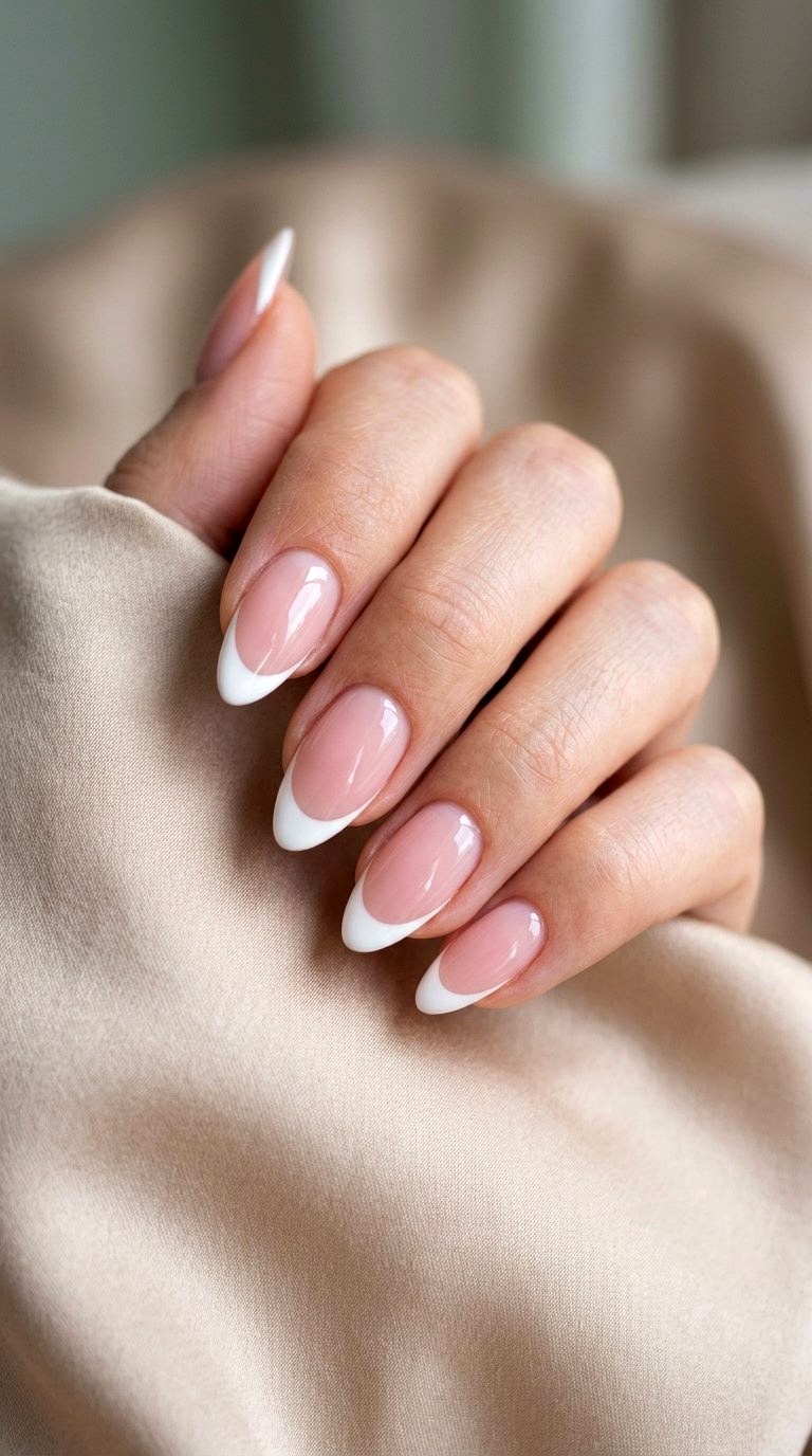 Classic Almond White French Tips - 20 White French Tip Nail Design Ideas