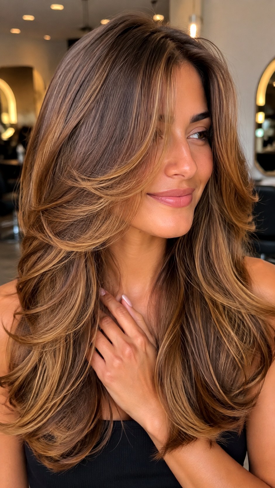 Classic Caramel Swirl Butterfly Layers - 23 butterfly haircut long layers ideas