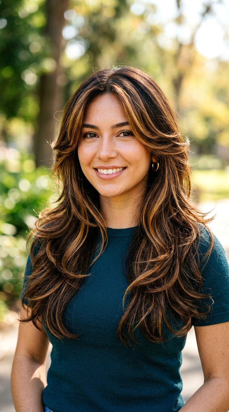 Classic Caramel Swirl Butterfly Layers - 22 butterfly layers hair long ideas