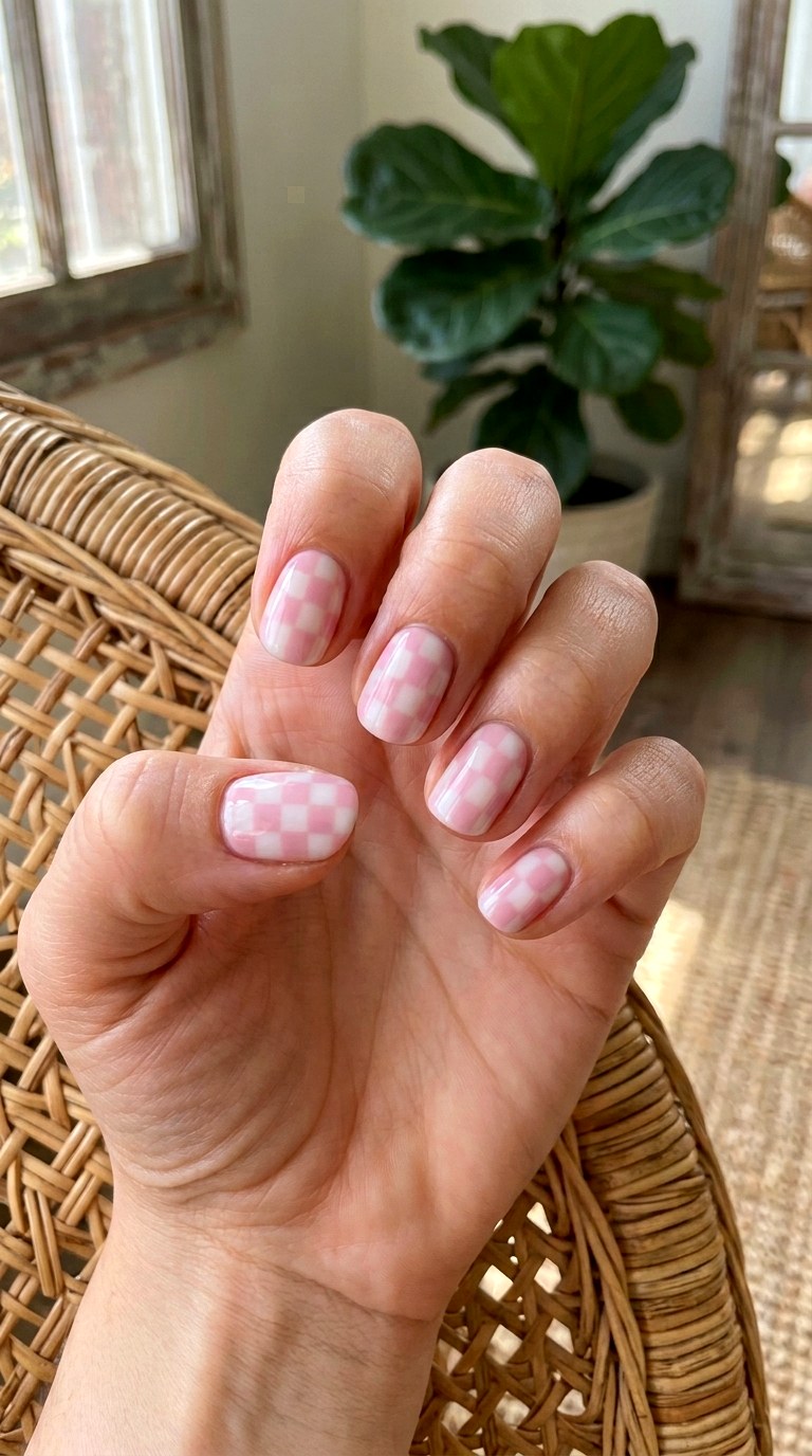 Classic Checkerboard Nail Pattern - 20 cute school nail art ideas