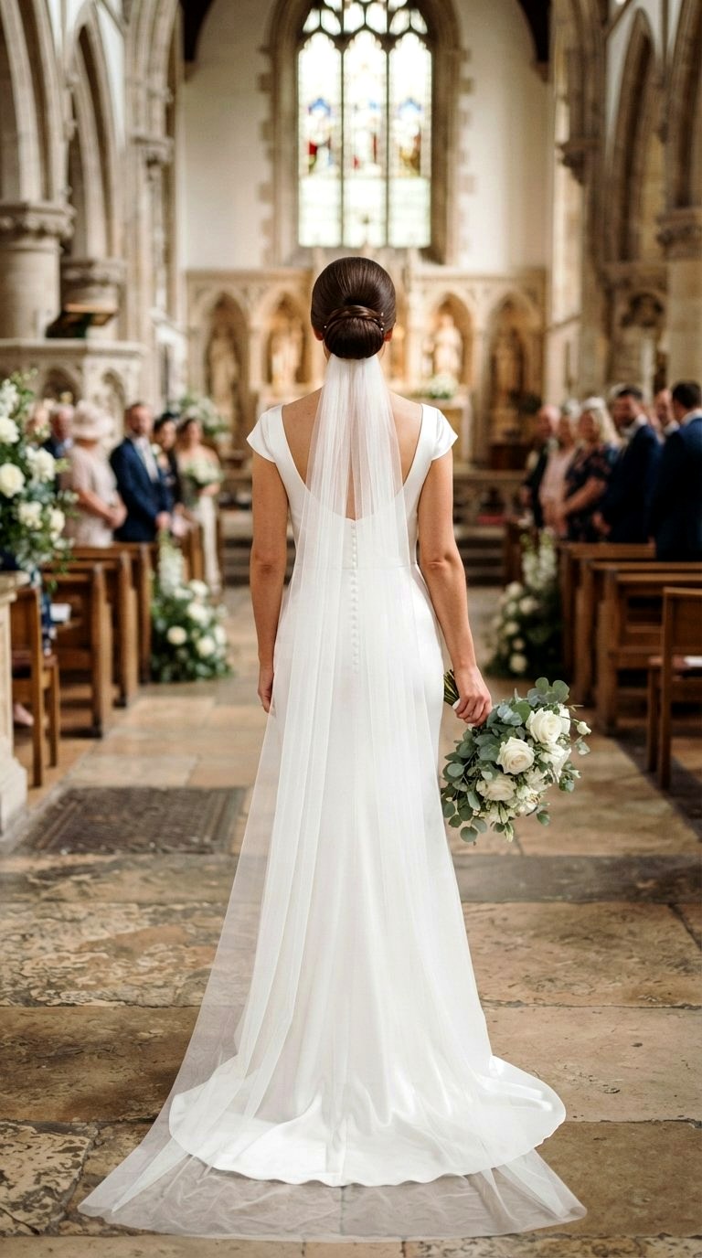 Classic Chignon with Veil - 20 low bun hairstyles ideas