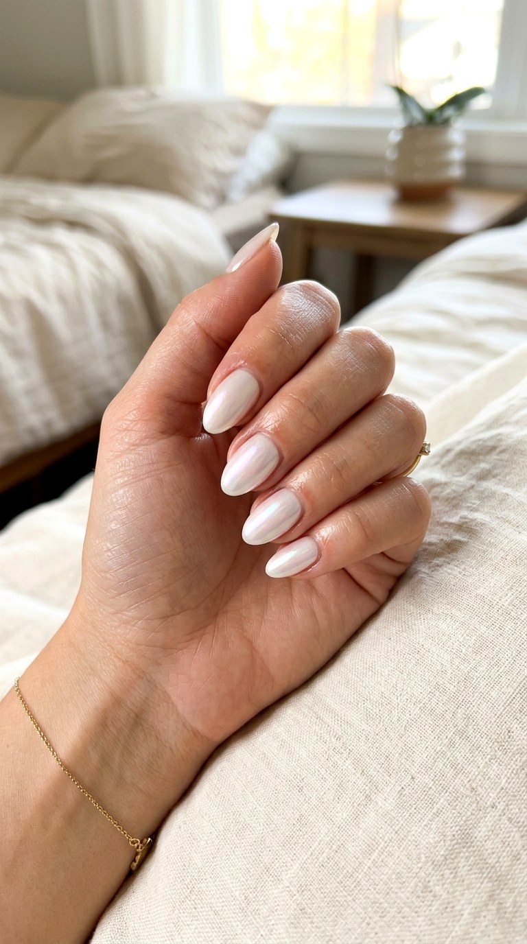 Classic Milky White Glazed Donut - 22 Glazed Donut Chrome Nail Ideas