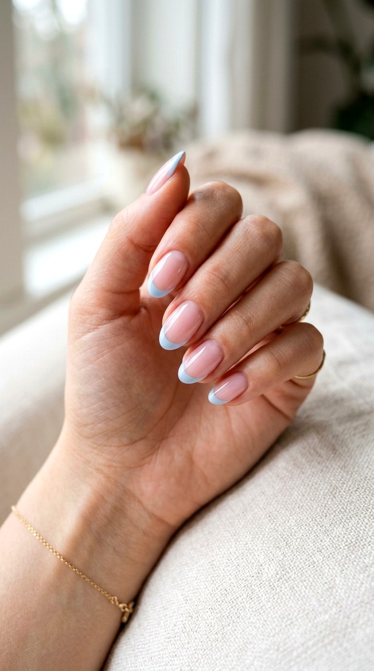 Classic Pastel Pink and Blue Nails - 23 pink and blue french tip nails