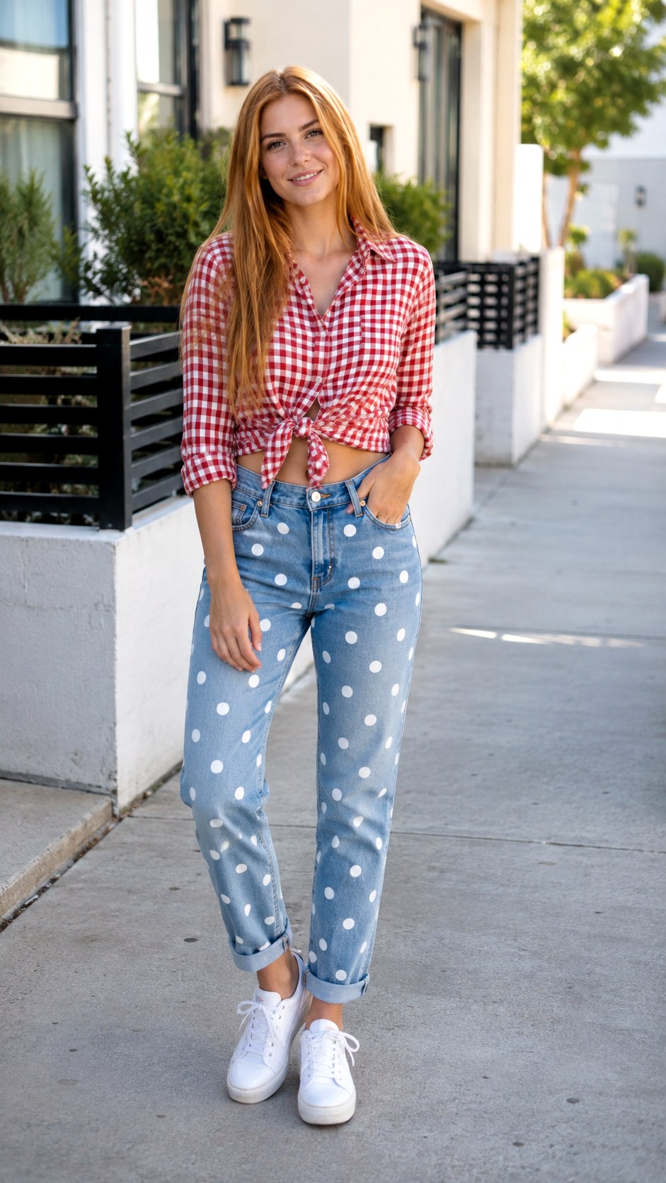 Classic Polka Dot Painted Jean Outfit - 23 painted jean outfit ideas
