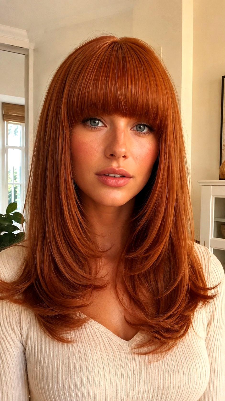 Classic Power Bangs - 21 Copper Red Hair Color Ideas