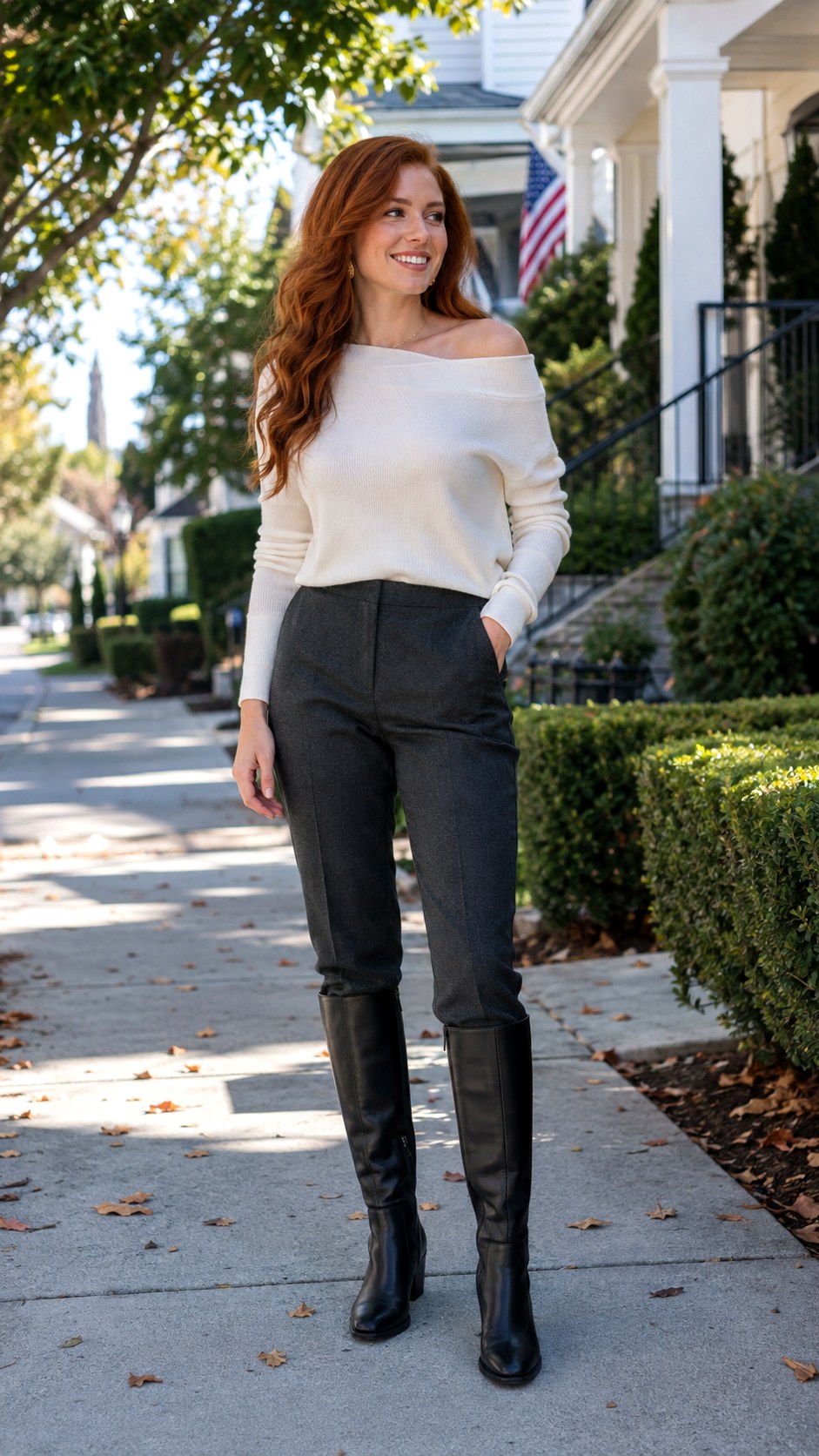 Classic White Off Shoulder Sweater Winter Outfit - 24 white off shoulder sweater outfit ideas