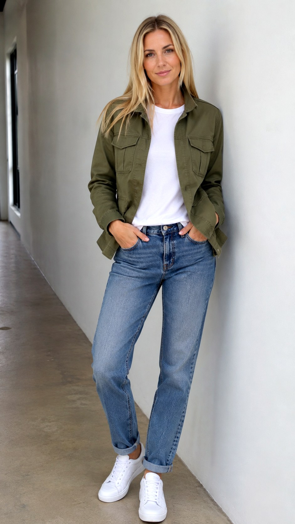 Classic White Tee Field Jacket - 25 field jacket outfit ideas