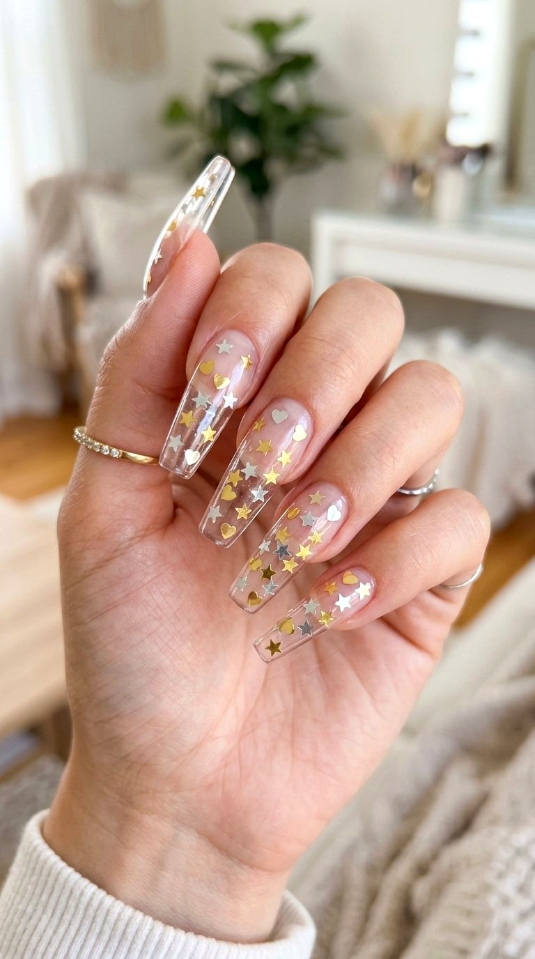 Clear Base With Encapsulated Charms - 21 Summer Nail Design Ideas