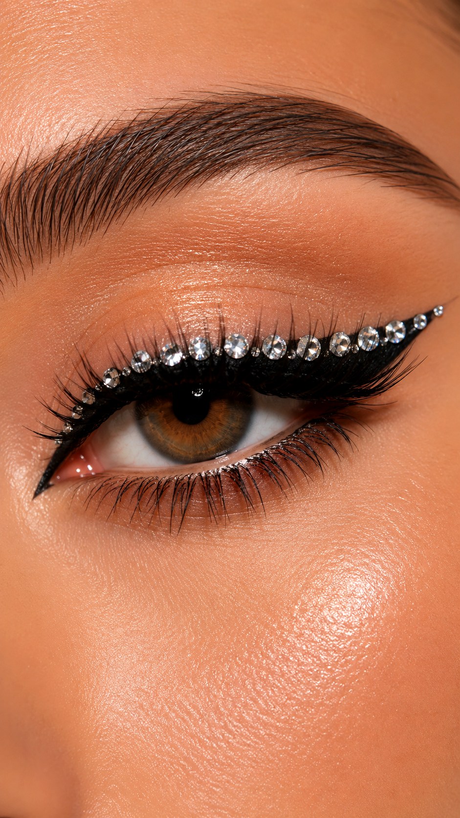 Clear Rhinestone Eyeliner Embellishments - 23 Summer Eyeliner Looks