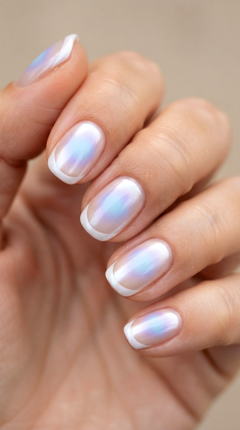 Cloud Aura Glazed French Manicure - 22 natural french tip nail art ideas