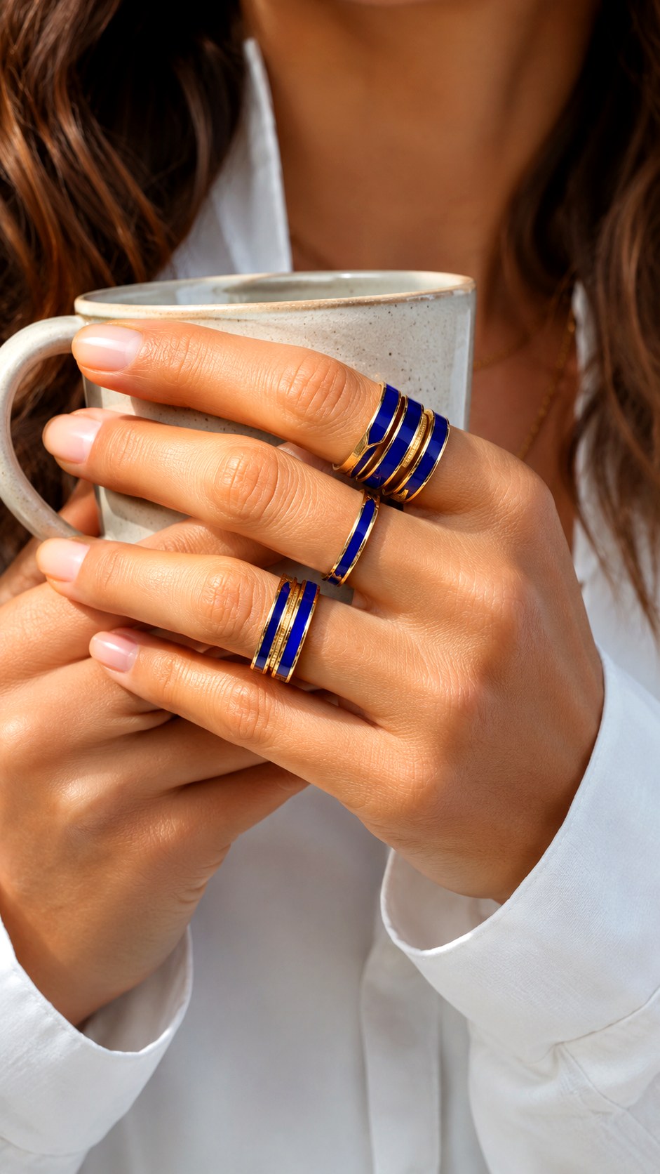 Cobalt Blue Enamel Stacking Rings - 23 color jewelry ideas