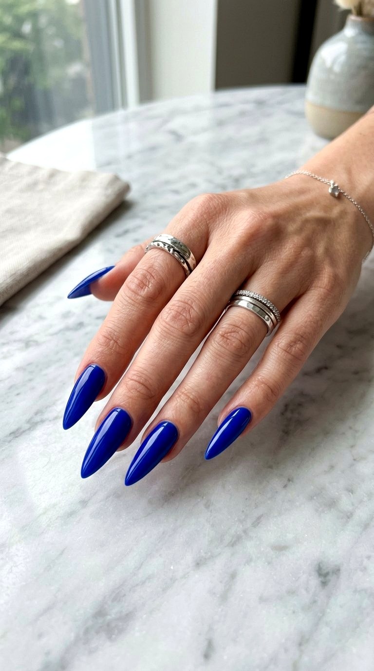 Cobalt Blue Statement Nails - 21 Summer Nail Design Ideas