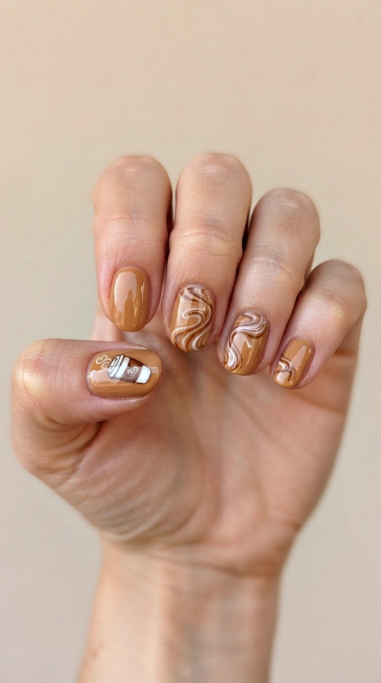 Coffee Cup Study Session Nails - 21 school nail art designs