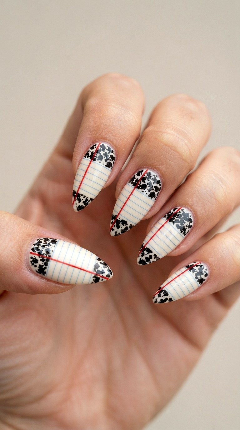 Composition Notebook Abstract Nails - 21 school nail art designs