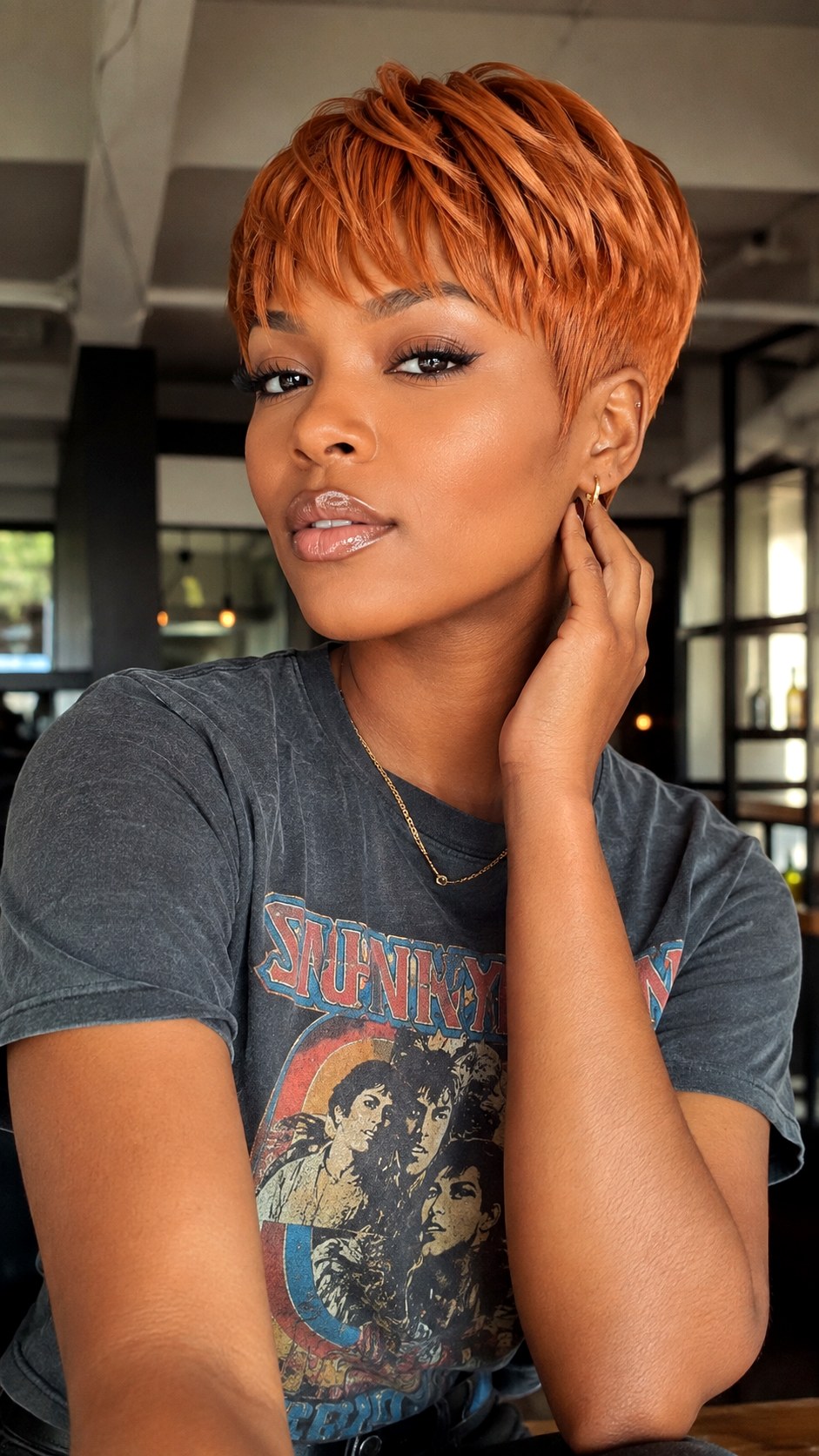 Copper Penny Shingled Taper - 24 natural hair color ideas