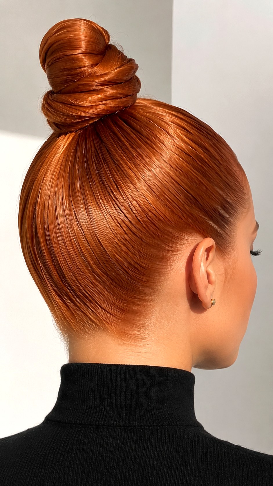 Copper Penny Sleek Top Knot - 21 elegant bun hairstyles classy ideas