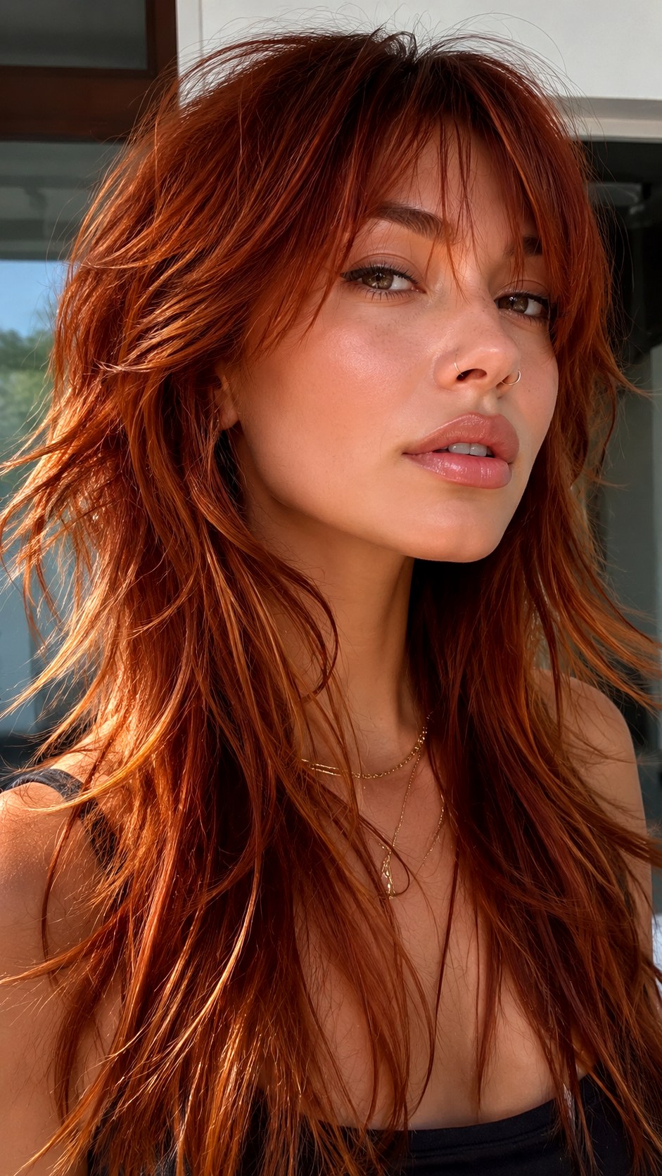 Copper Toned Long Wolf Cut - 24 lond wolf cut hairstyle ideas