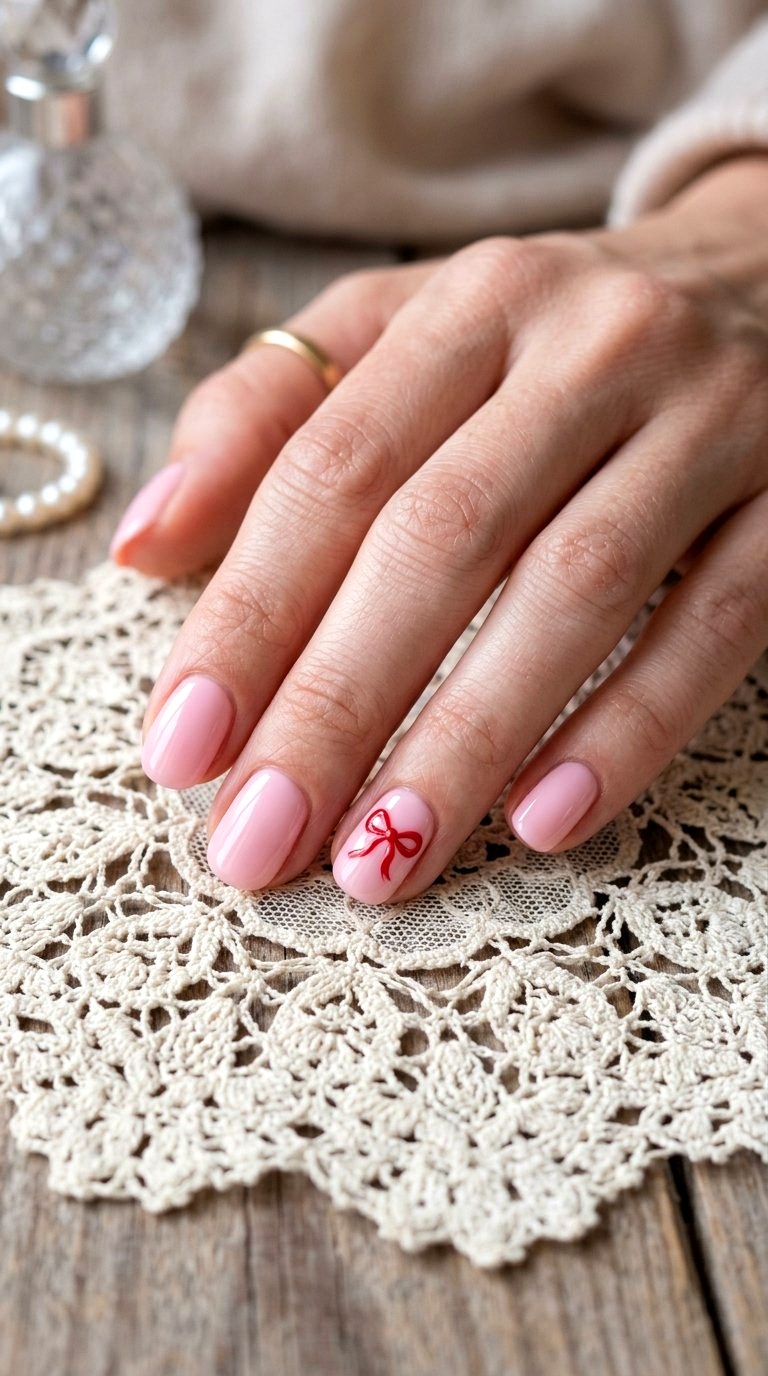 Coquette Pink Bows - 21 Nail Art at Home Ideas