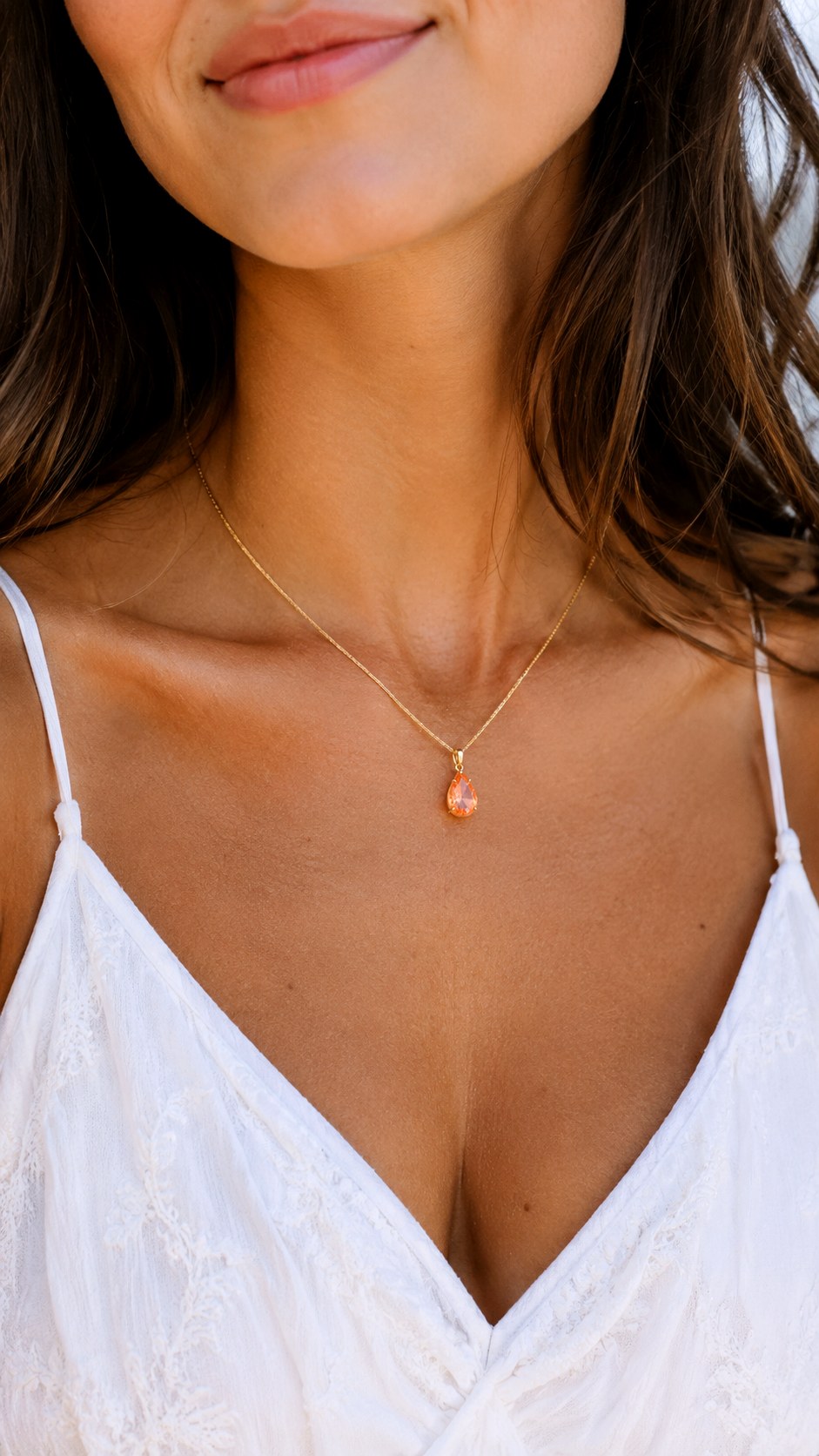 Coral Colored Spinel Charm Necklace - 23 color jewelry ideas