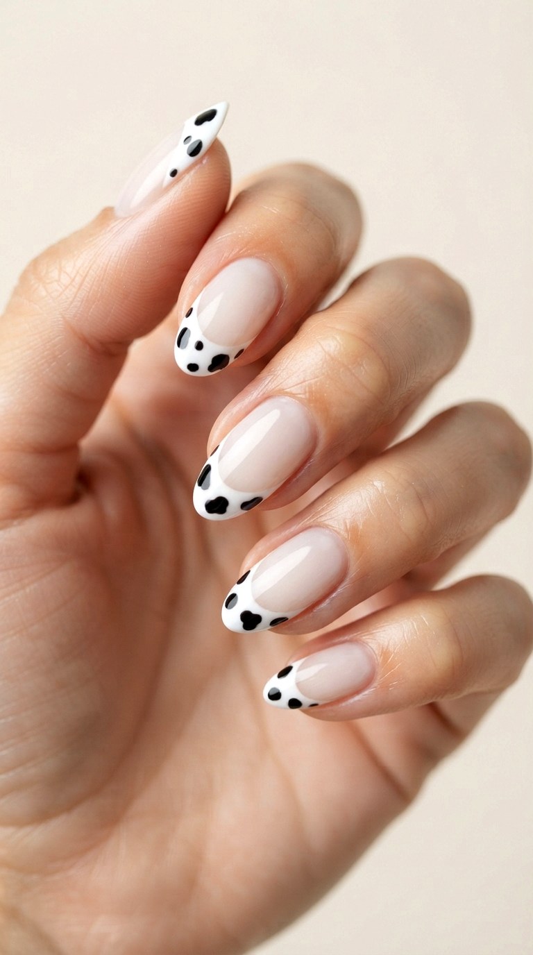 Cow Print French Tip Art - 21 cute french tip nail art ideas