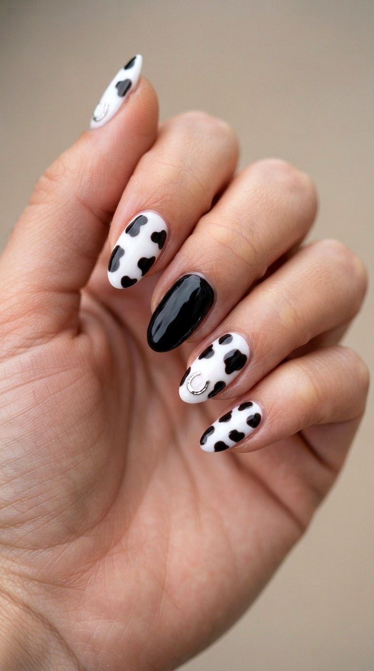 Cow Print Western Trend Manicure - 22 teen back to school nail art designs