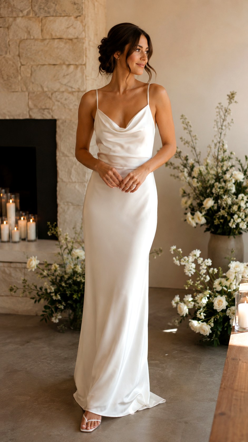 Cowl Neck Silk Slip Gown - 22 Dream Wedding Simple Dresses Ideas